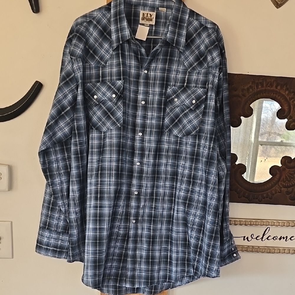 Ely Cattleman Men's Blue Plaid Shirt